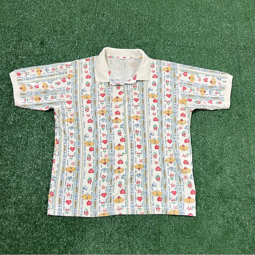 Vintage 90s boho cottagecore polo shirt